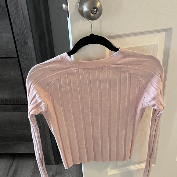 Pink Ribbed Button-Up Cardigan - Picture 2 of 3